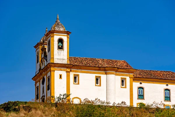 Vista Lateral Antiga Histórica Igreja Arquitetura Colonial Século Xviii Topo — Fotografia de Stock