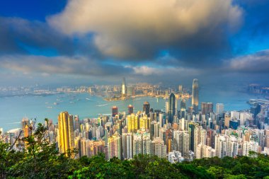Victoria Limanı Peak, Hong Kong dan muhteşem görünümü.