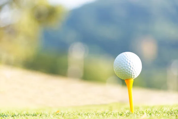 Närbild Golfboll Gräs — Stockfoto