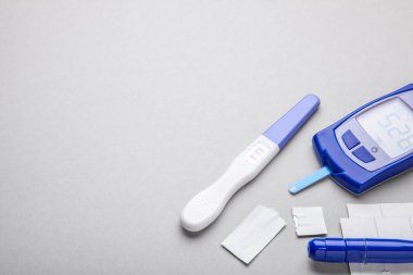 Diabetes mellitus, yüksek kan şekeri hamile kadınlarda. Şeker Ölçüm ve değişkenlik için pozitif test. Gri arka planı