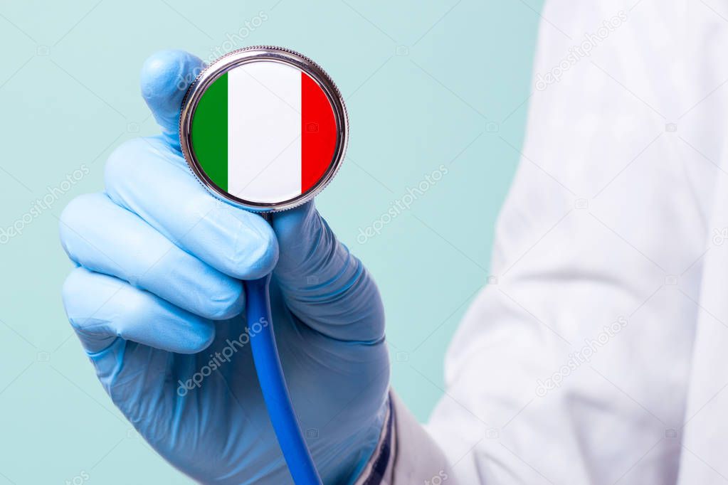 Medicine in Italy is free and paid. Expensive medical insurance. Treatment of disease at the highest level Doctor stethoscope