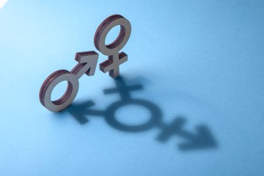 Semboller erkek ve kadın transseksüel mavi şeklinde gölge