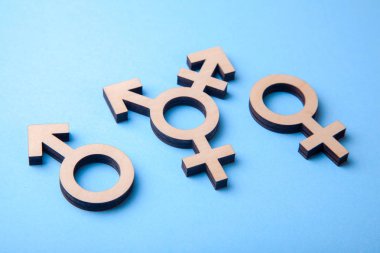 Transseksüel ile cinsiyet simgeleri bir adam ve kadın mavi ağacının sembolü