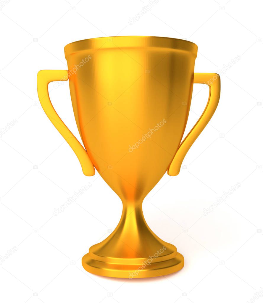 Gold cup winner award isolated on white background