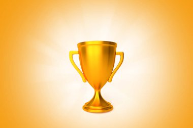 Gold Kupası Ödülü ışınları parlayan ile sarı. 3D render