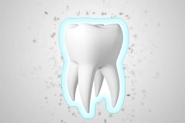 Shield protecting teeth from food germs. 3d render — Stock Photo, Image