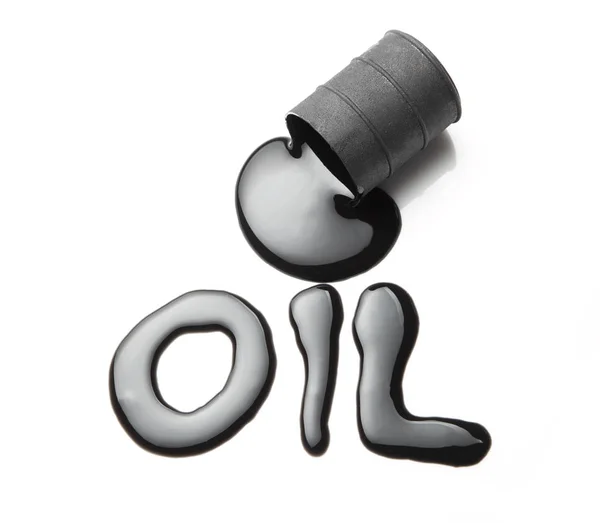 Inscription black OIL from the barrel isolated on white — Stock Photo, Image