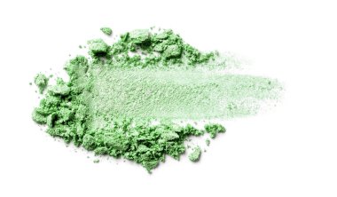 Beyaz bir arka plan üzerinde göz farı. Makyaj için dağınık allık örnek. Yeşil renk.