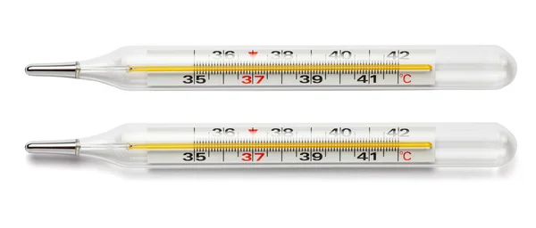Medische glas thermometers geïsoleerd op witte achtergrond — Stockfoto