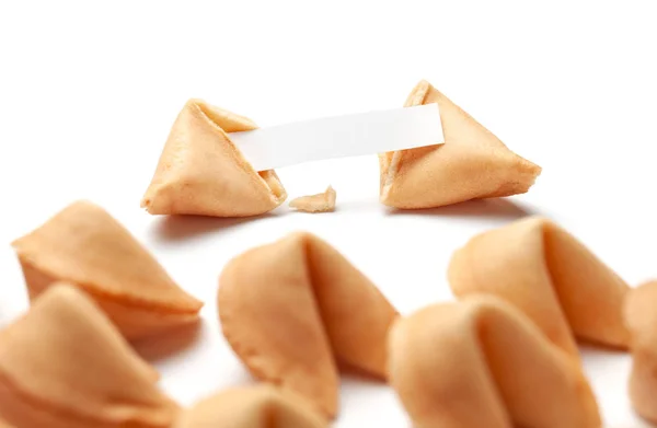 Chinese fortune cookies. Cookies with empty blank inside for prediction words. Isolated on white background.