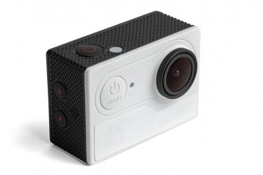 Eylem Kamerası beyaz arkaplanda izole edildi