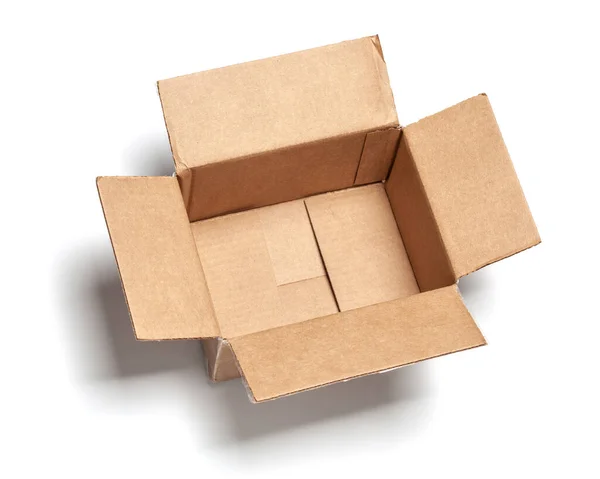 Open empty cardboard box isolated on a white background — Stock Photo, Image