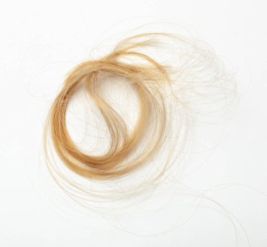 Gri arkaplanda saç bukleleri kes