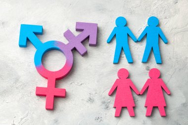 Transseksüel sembolü. Bir çift lezbiyen ve eşcinsel el ele tutuşuyor.