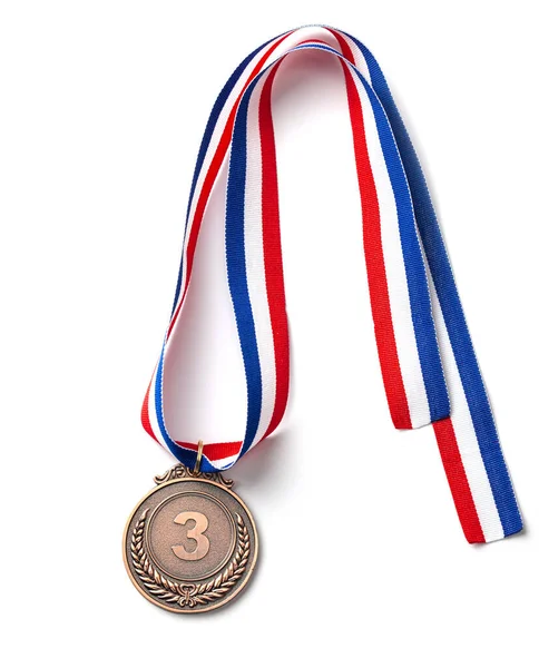 Bronze medal. Third place award with ribbon — Stock Photo, Image