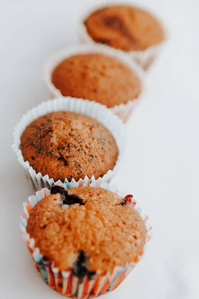 Muffin Fatti Casa Con Ripieni Diversi Uno Sfondo Leggero Cibo — Foto Stock