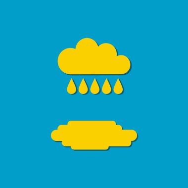 Düz simgesi. Bulut ve damla. Yağmur bulutları gelir. Damla damla.