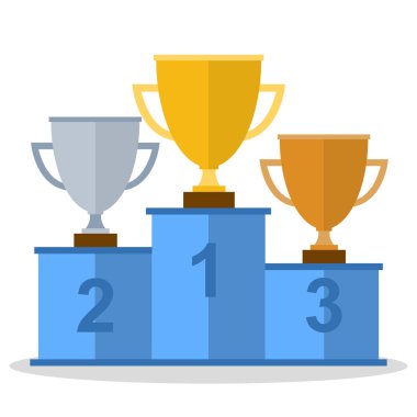 İş veya sportif başarılar. Altın, gümüş ve Bronz Ödül Kupası mavi Ödülü podyumda.