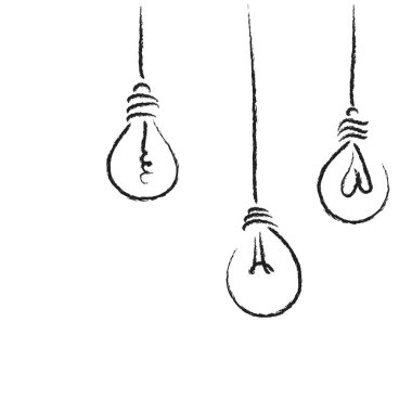 Ampulleri beyaz zemin üzerine fikirler izole vektör çizim