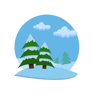 Firs siluetleri ile kış manzarası