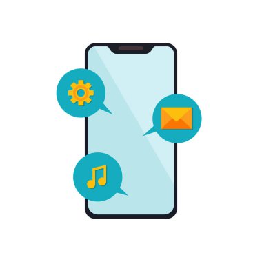 vektör smartphone aygıt kavramı uygulamaları app simgeleri düz tasarım ile