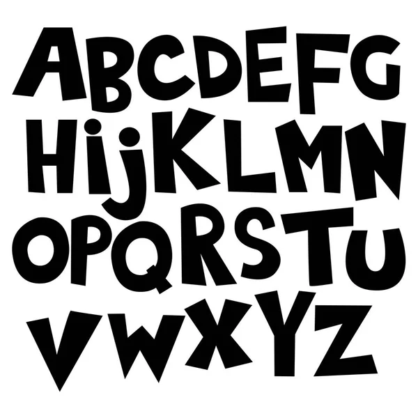 Siyah çizgi film komik grafiti doodle font, alfabe. Vektör çizim