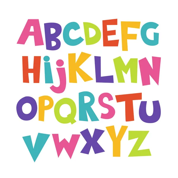Parlak çizgi film renkli çizgi roman grafiti çocuklar doodle font, alfabe. Vektör çizim