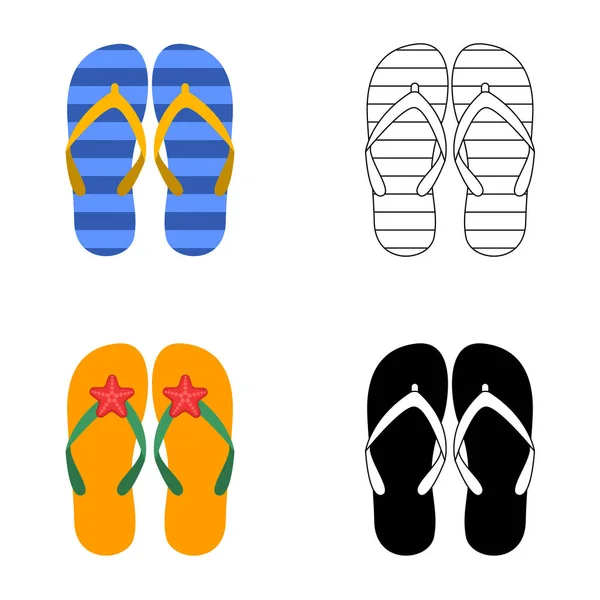 Színes nyári papucs készlet, lapos illusztráció — Stock Vector