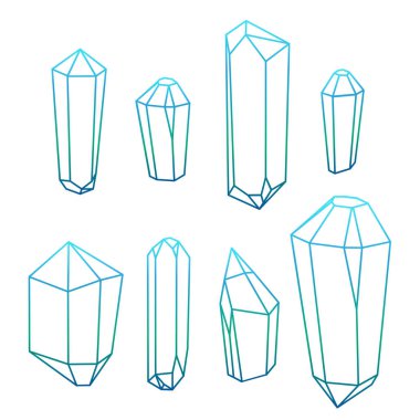 Geometrik kristaller kümesi. Geometrik şekiller. Trendy hipster arka plan