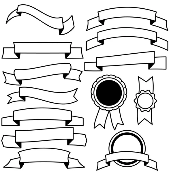 Colección vectorial de elementos decorativos de la línea de diseño - cintas, etiquetas . — Archivo Imágenes Vectoriales