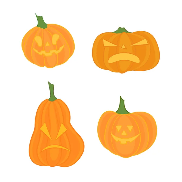 Calabaza naranja de miedo en línea delgada de estilo plano. Celebración de Halloween. Ilustración vectorial — Vector de stock