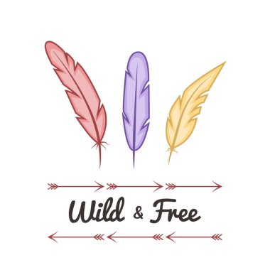 Beyaz arka plan üzerinde soyut parlak tüyler. El vektör çizim çekilmiş. Vahşi ve özgür