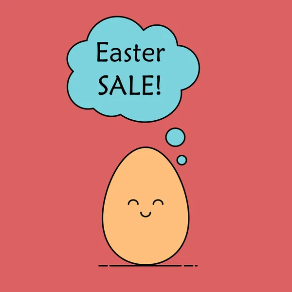 Venta de Pascua. El huevo con nube parlante. ilustraciones vectoriales — Vector de stock