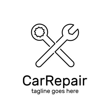 Onarım araba simgesi. Vektör çizim, grafik tasarım logo öğesi. Beyaz arka plan üzerinde izole.