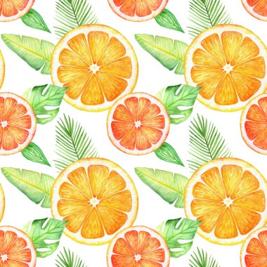 Narenciye dilim meyve suluboya çizilmiş desen ver. Portakal, limon, beyaz arka plan üzerinde izole limon. Davetiye, tebrik kartları, duvar kağıtları, afiş, web ve baskı tasarımı için
