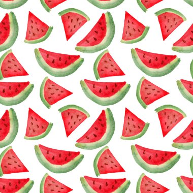karpuz dilimleri ile sulu boya Dikişsiz desen. El çizimi