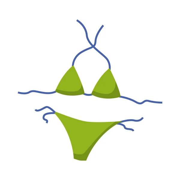 Vektori nainen bikinit kuvitus, alusvaatteet vaatesuunnittelua, vihreä uimapuku — vektorikuva