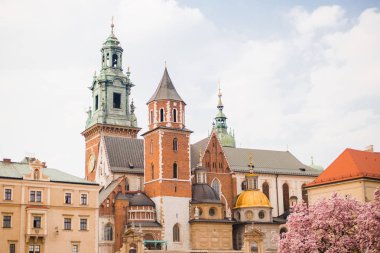 Polonya'da Cracow tarihi şehir, Avrupa ortaçağ mimarisi. Krakow Wawel Kalesi'nde Wawel Katedrali.