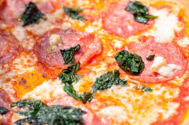 Restoran, kafe ve benzeri için Napoli pizza yakın çekim Lezzetli yemekler.