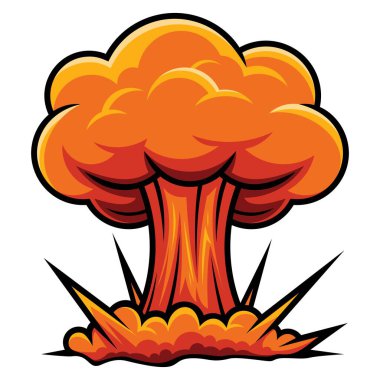 Büyük nükleer patlama vektörü, mantar bulutlu bomba patlaması beyaz arka planda izole edilmiş, EPS illüstrasyonu.