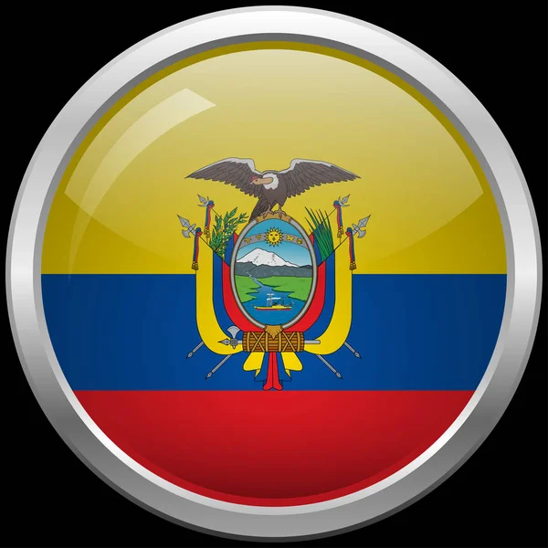 Еквадорських Прапор Скляні Кнопку Векторні Ілюстрації — стоковий вектор