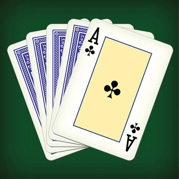 Kreuz Ass Und Vier Karten Spielkarten Vektorillustration — Stockvektor