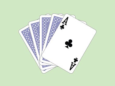 Oyun kartları - Ace of Clubs'da ve dört kart