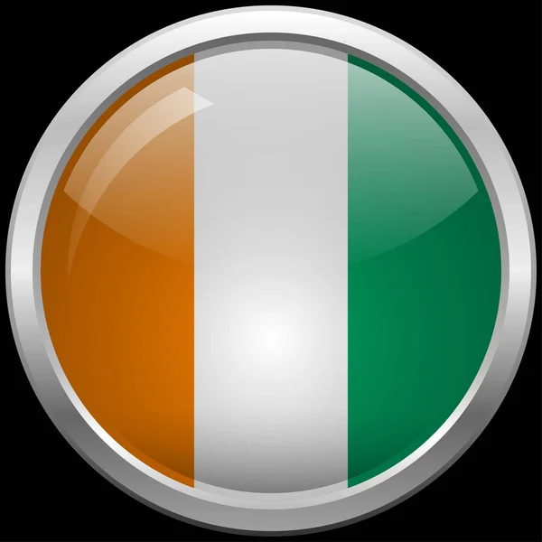 Ivory Coast Flag Glass Button Vector Illustration — Stock Vector