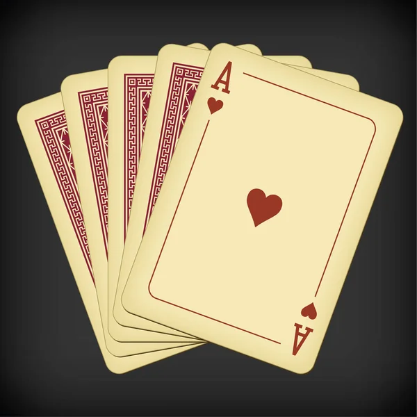 Ace Hearts Four Cards Vintage Playing Card Vector Illustration – stockvektor