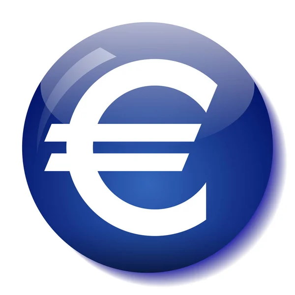 Euro Glass Button Vector Illustration — Stock Vector