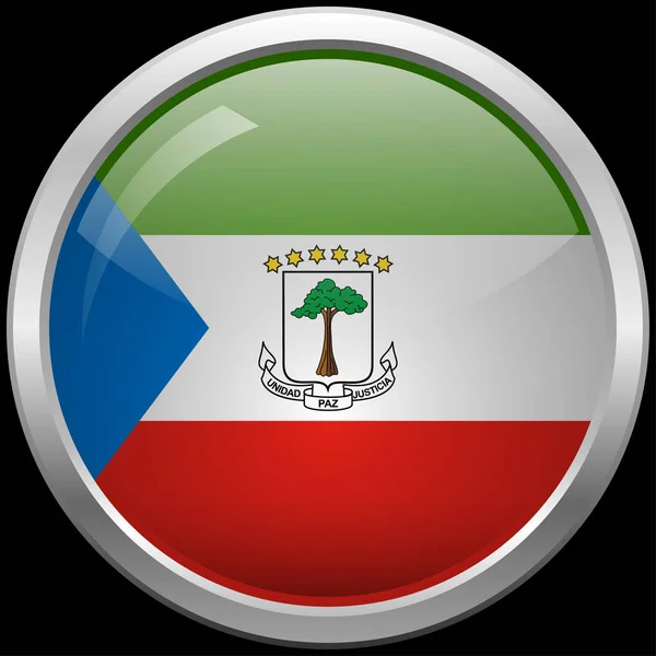 Guinea Ecuatorial Bandera Cristal Botón Vector Ilustración — Vector de stock