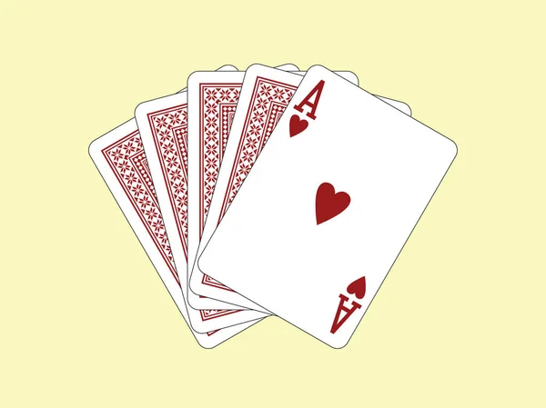 Oyun Kartları Kupa Ası Dört Kart — Stok Vektör