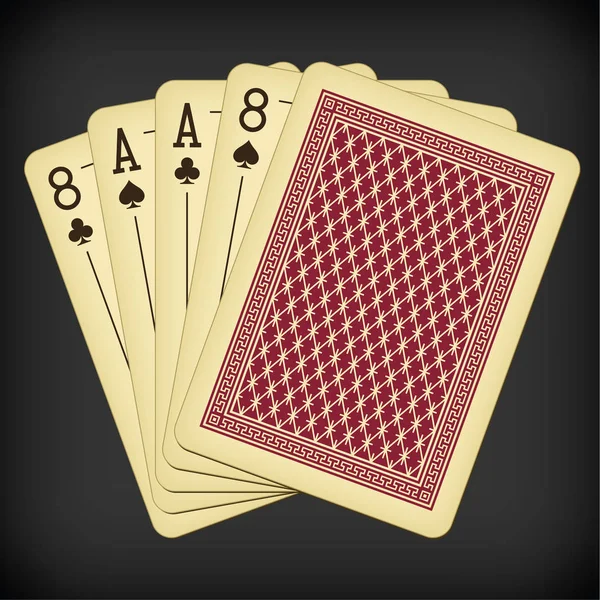 Deadman Hand Vintage Playing Cards Vector Illustration — Stock Vector