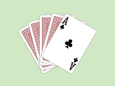 Oyun kartları - Ace of Clubs'da ve dört kart